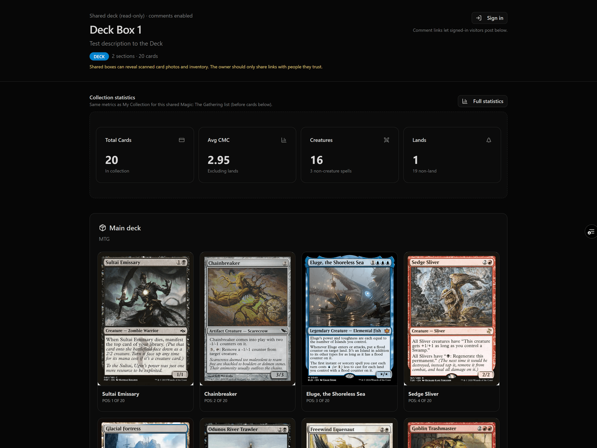 TCG Inventory Dashboard – Magic: The Gathering